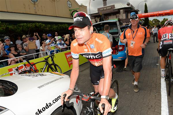 Cadel Evans at the start